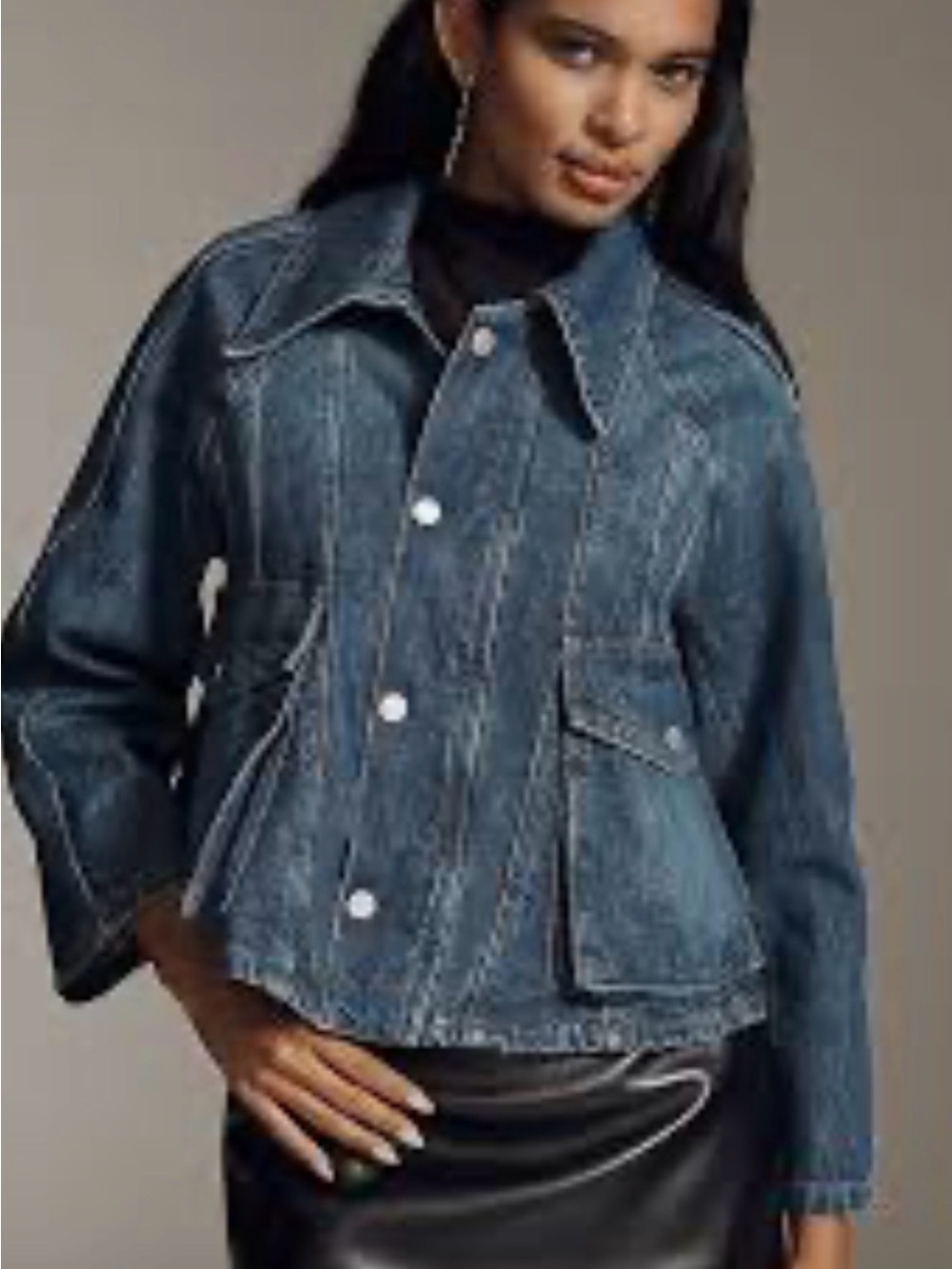 Pilcro Blue Denim Button-Front Jacket - Picture 1 of 5
